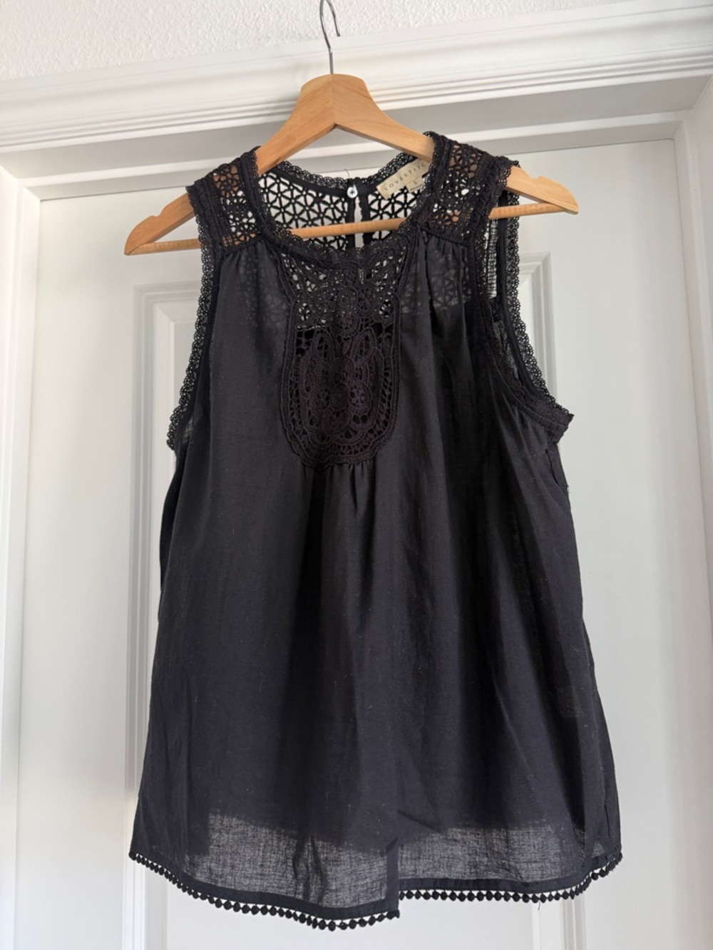 Lovestitch black crochet 100% cotton sleeveless top